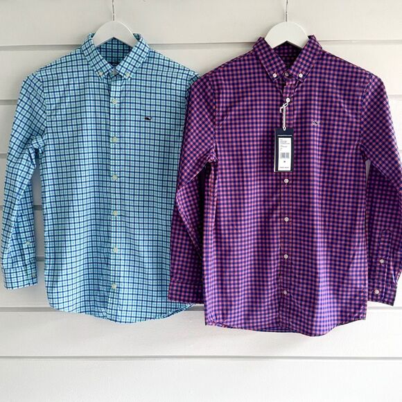 Vineyard Vines Other - Vineyard Vines Lot of 2 Boys Performance Gingham Check Button Down Shirts M NWT